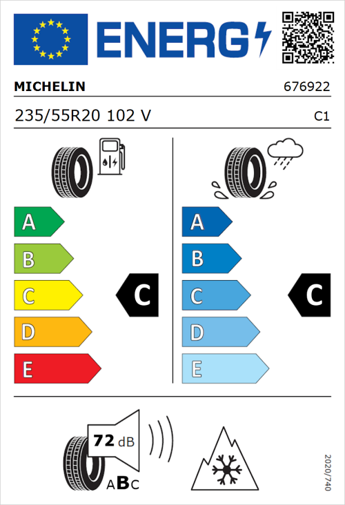 Tyre Label for Michelin CrossClimate 2 235/55R20 102V